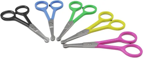 Miniatura 2 de Tijeras pequeñas para aseo de mascotas, con punta de bola y caja. Tijeras 4.5 pulgadas oreja, hocico, cara, pata, Rosado