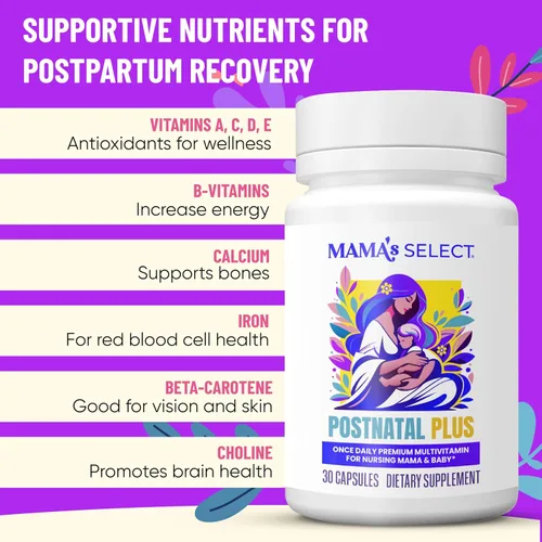 Miniatura 4 de Mama's Select Vitaminas posnatales – Aumenta la recuperación del cabello, suministro de leche y bienestar – Sin alérgenos, veganas, aptas