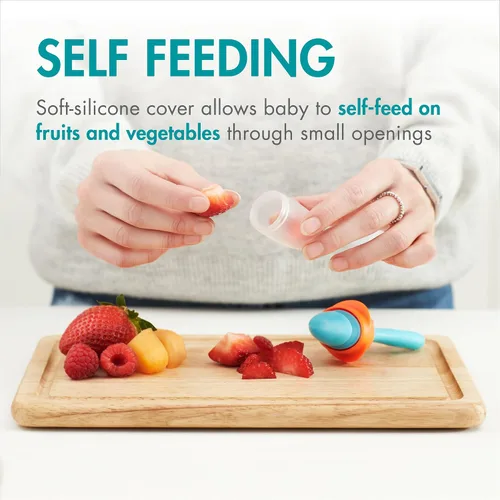 Miniatura 3 de Boon Pulp Silicone Baby Fruit Feeder - Alimentador de silicona suave para bebés, suministros de destete para bebés de frutas y verduras, esenciales