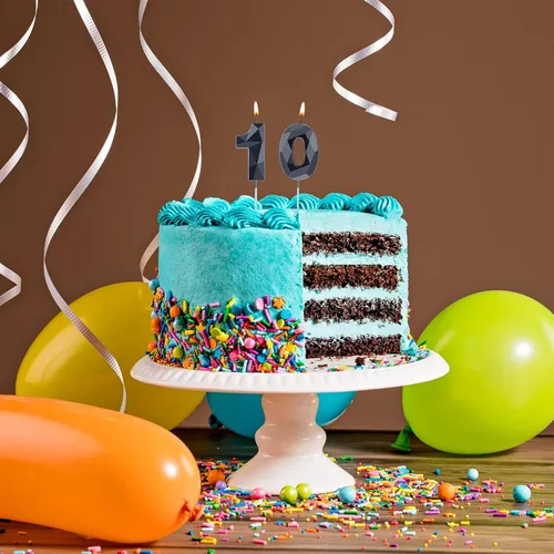 Miniatura 5 de Nuanchu Velas de cumpleaños número 10 en forma de diamante 3D, velas numeradas para pastel de cumpleaños, velas temáticas para hornear en familia
