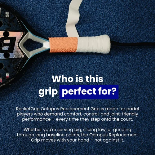 Miniatura 5 de ROCKETGRIP Octopus Padel Grip (paquete de 2) – Agarre de silicona suave – Base acolchada y resistente al sudor para raqueta de remo – Accesorios