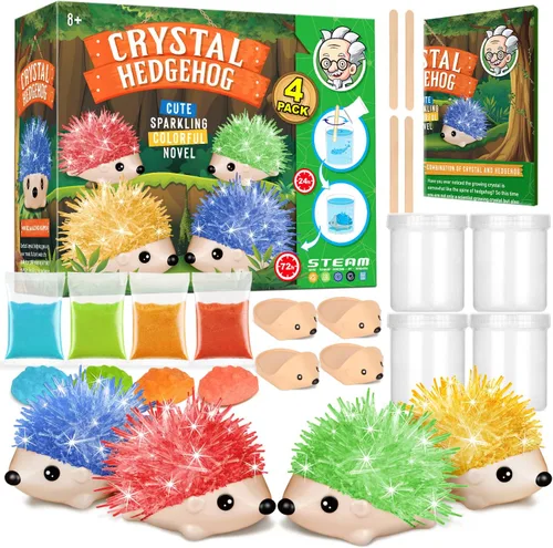 Miniatura 7 de Kit de Cultivo de Cristales - 2 Erizos de Colores Vibrantes para Cultivar - Kits de Ciencia para Niños de 6-8 Años, Excelentes Juguetes de Regalo