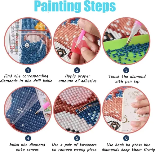 Miniatura 6 de DVWIVGY Kits de pintura de diamantes con bandera mexicano-americana, arte de diamantes para adultos y niños, kits de pintura de diamantes