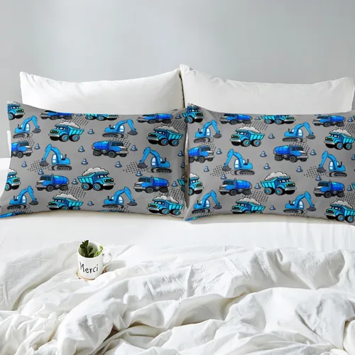 Miniatura 5 de Erosebridal Juego de ropa de cama de tractor de construcción para niños, niños, adolescentes, diseño de camiones y excavadoras, tamaño individual