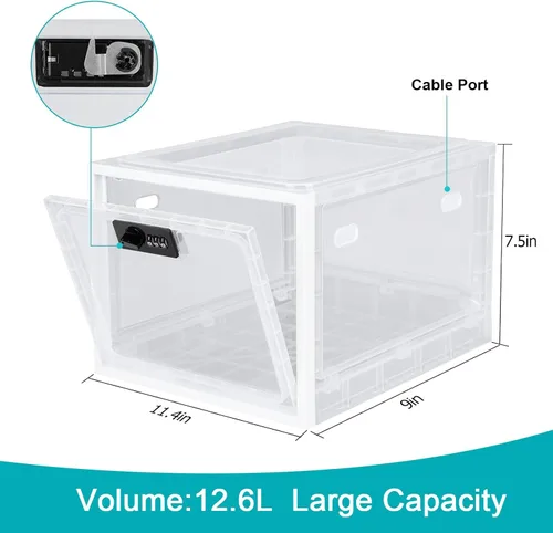 Miniatura 2 de Lalifebuss Cajas con cerradura de combinación para artículos personales, caja de almacenamiento con cerradura para casillero de Blanco