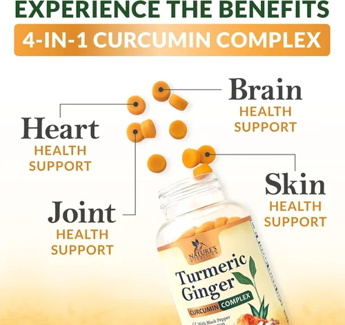 Miniatura 6 de Gomitas de suplemento de curcumina de cúrcuma – 95% de curcuminoides con cúrcuma y jengibre, pimienta negra para una mejor absorción, apoyo