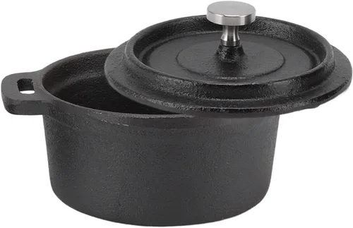 Olla redonda de hierro fundido, olla de horno holandés con tapa, olla de hierro fundido grueso para horno eléctrico de gas y barbacoa (#1)