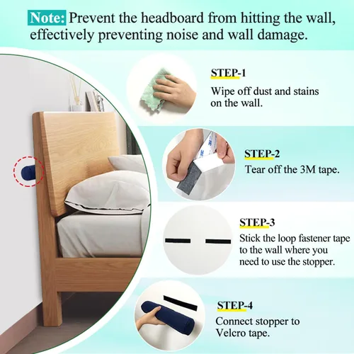 Miniatura 5 de Tapones para cabecero de pared, marco de tope de ruido, parachoques de pared, protector de separador de tablero para la cabeza, evita que la cama