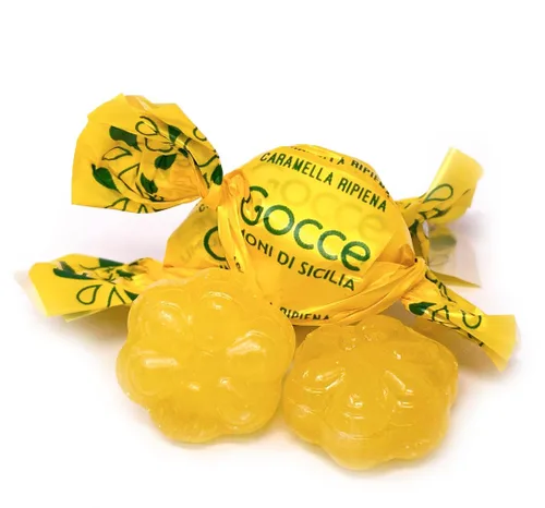 SweetGourmet Caramelo duro con sabor natural relleno de limón siciliano, envuelto individualmente, 2 libras