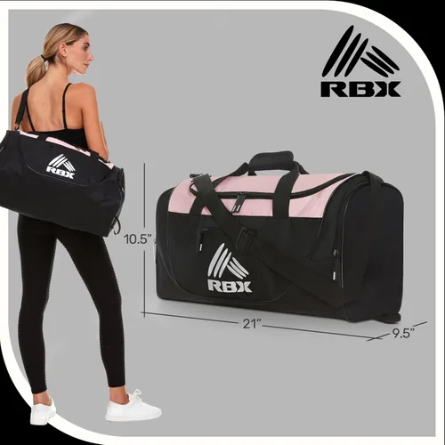 Miniatura 6 de RBX Bolsas de gimnasio para hombres, pequeña bolsa de gimnasio para mujeres con compartimento para zapatos, bolsa de lona para viajes, bolsa