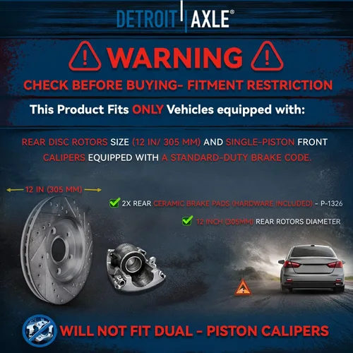 Miniatura 4 de Detroit Axle - Kit de freno trasero para Chrysler Town & Country Dodge Grand Caravan Routan Journey, 2009 2010 2011 2012 Rotores de freno de disco