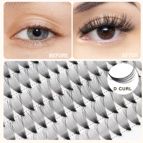 Miniatura 2 de Bodermincer 200 extensiones de pestañas postizas de volumen 20D de 0.003 in, 0.315-0.630 in para elegir, pestañas postizas individuales suaves