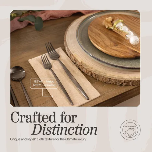Miniatura 2 de Servilletas de papel desechables similares a tela, paquete de 200 servilletas de cena de color natural de 12 x 17 pulgadas, recicladas, para bodas