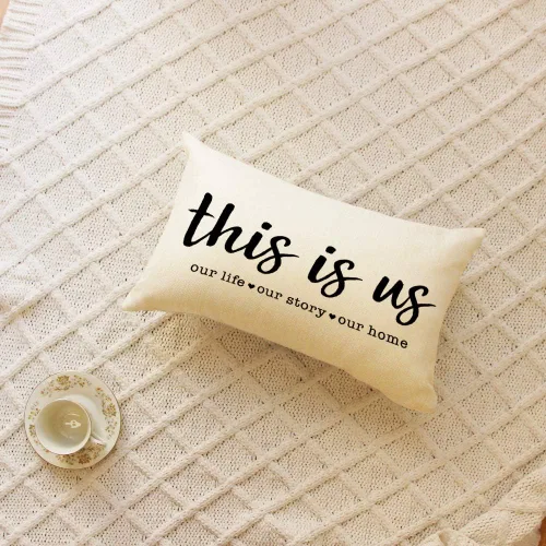 Miniatura 2 de Ogiselestyle Fundas de almohada de granja con frase "This is us" de 12 x 20 pulgadas, fundas de almohada lumbares decorativas para el hogar, funda