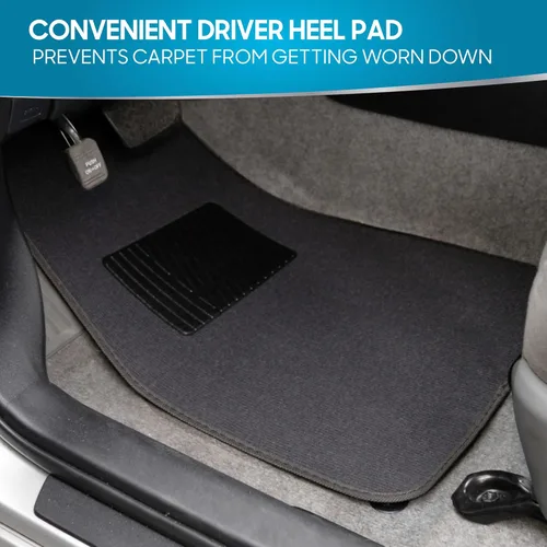 Miniatura 2 de Juego premium de 4 piezas de alfombrillas de suelo de coche con almohadilla de seguridad de vinilo para coche, camión, SUV, cupé sedán, negro Carbón
