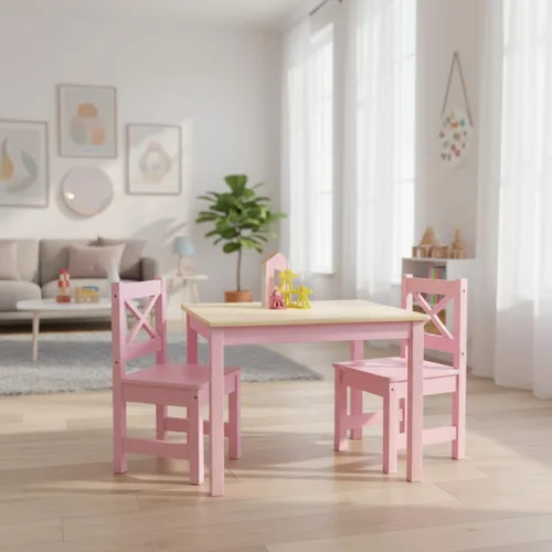 Miniatura 9 de PETIT BATEAU Juego de mesa y 2 sillas de madera maciza para niños, diseño irlandés Montessori Modern AMMEHOELA para niños de 2 a 8 años, azul
