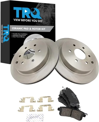 Miniatura 52 de TRQ Kit de rotor de freno trasero y pastillas de cerámica Posi premium compatible con camioneta Chevy GMC