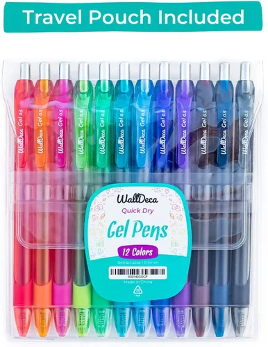 Miniatura 2 de WallDeca Bolígrafos de gel 12 unidades, punta fina (0.020 pulgadas), varios colores del arco iris, retráctiles, hechos para la escritura diaria