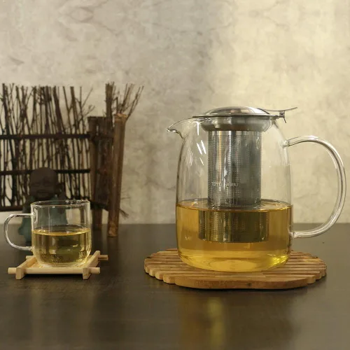 Miniatura 7 de Tetera con infusor para té suelto, tetera de vidrio para estufa, tetera de vidrio de borosilacato transparente con infusor y tapa, resistente al