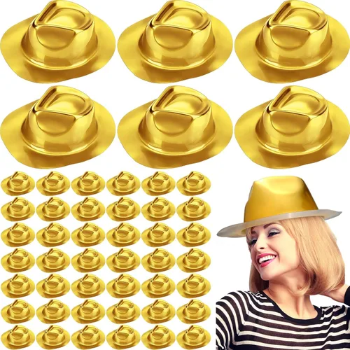 Miniatura 8 de Handepo 48 sombreros de vaquera de Halloween a granel, disfraz de cosplay metálico, suministros de fiesta para adultos