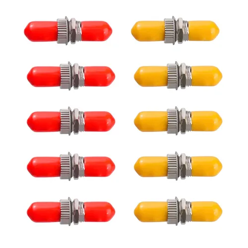 Paquete de 10 acopladores de fibra óptica ST a ST Cable de fibra óptica Conector de barril de mamparo Acoplador de fibra Simplex Monomodo Multimodo