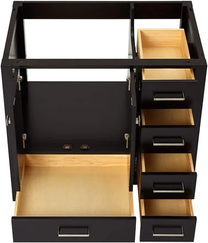 Miniatura 4 de ARIEL Cambridge - Mueble base de tocador de baño de 36 pulgadas, madera maciza, 2 puertas de cierre suave, 5 cajones de cola de milano