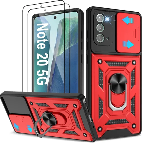Miniatura 120 de ATUMP Funda para OnePlus Nord N200 5G con protector de pantalla HD con cubierta para cámara deslizante, soporte de anillo de rotación de 360°