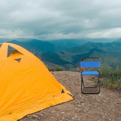 Miniatura 9 de STOBAZA Silla de camping pequeña y plegable ligera, portátil, para exteriores, diseño ergonómico, fácil almacenamiento y transporte para pesca