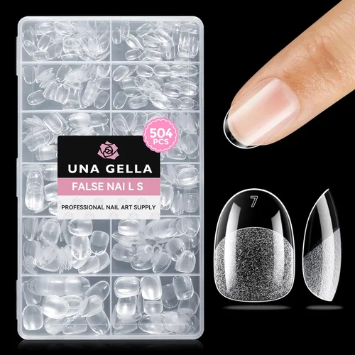 Miniatura 10 de UNA GELLA Puntas de uñas postizas extra cortas: 504 unidades de uñas cuadradas falsas preformadas XS, uñas cuadradas cortas a presión, puntas