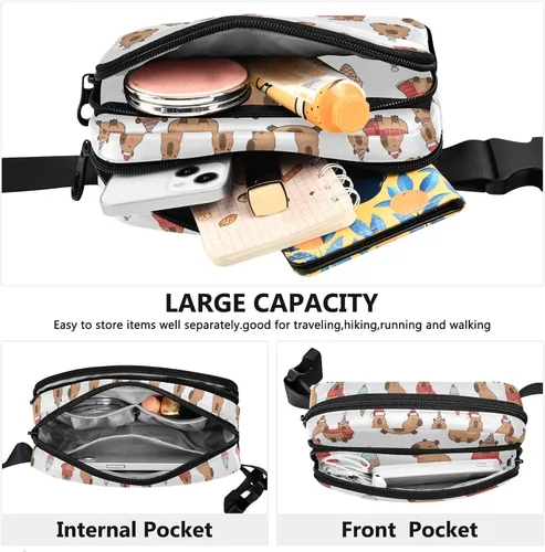 Miniatura 4 de Capybara Christmas White Fanny Packs for Women Men Belt Bag Fashion Waist Packs Crossbody Bag Casual Waist Pouch Bum Bags for Workout