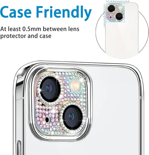 Miniatura 64 de Protector de lente de cámara diseñado para iPhone 12 Pro Max, con diamantes de imitación 3D con diamantes de imitación 9H, vidrio templado, Rosado