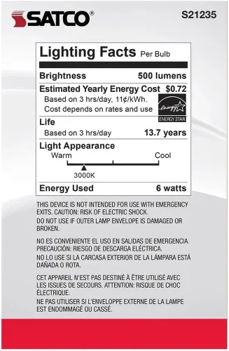 Miniatura 6 de Satco Bombillas LED G25 de 6 W, 3000 K blanco suave, 500 lúmenes, base media E26, regulable, ubicación húmeda, paquete de 6