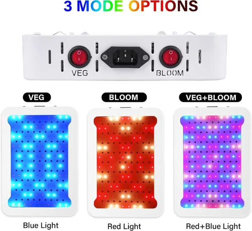 Miniatura 4 de Beelux Luz LED de Cultivo de 1000W para Plantas de Interior de Espectro Completo, Chips Dobles Mejorados e Interruptor Dual, Luces de Cultivo