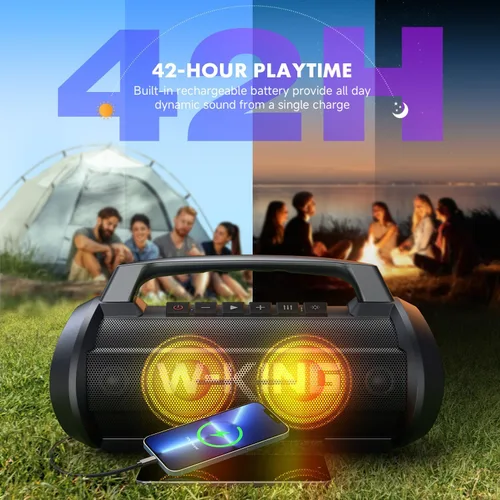 Miniatura 4 de W-KING Altavoces Portátiles Bluetooth Inalámbricos, Altavoz Bluetooth Más Potente de 120W Máx, Altavoz Exterior Impermeable IPX6 con Graves
