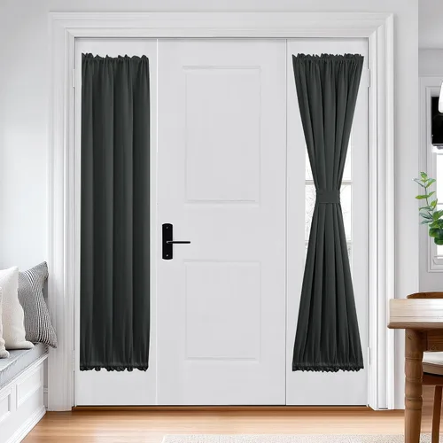 Miniatura 84 de Cortina térmica para puerta con bolsillo para barra, opacas, tratamiento de ventanas con ojales y ojales Deconovo 1 panel