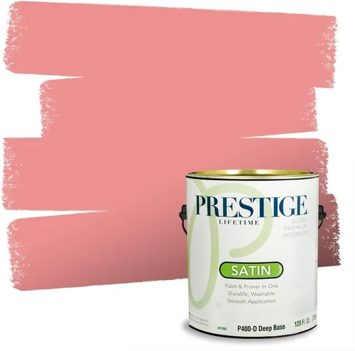Miniatura 56 de Prestige Paints E100-T-SW6591 Pintura exterior e imprimación en uno, 1 galón, plano, combinación comparable de Sherwin Williams Amaryllis, 1 galón