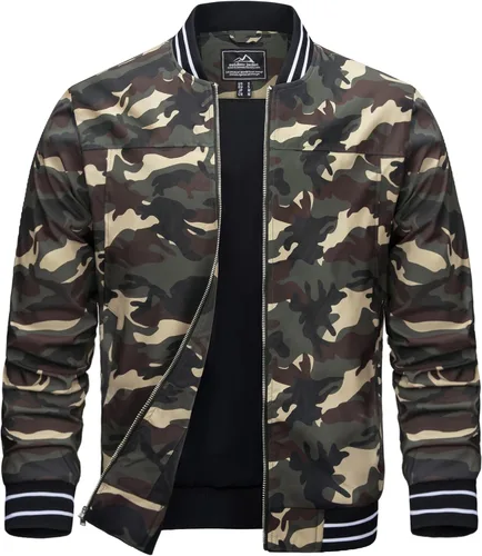 Miniatura 9 de MAGCOMSEN Chaqueta bomber para hombre, ligera, cortavientos, con cremallera, resistente al viento, casual, primavera, otoño, abrigo para golf
