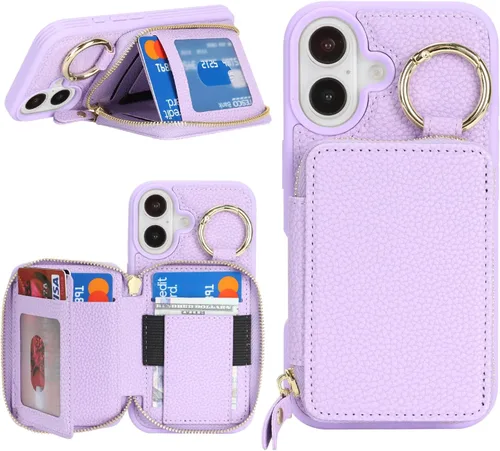 Miniatura 32 de Funda compatible con iPhone Air Wallet con tarjetero para iPhone Air, funda con cremallera y ranura para mujer, 5G de 6.5 pulgadas, color oro rosa