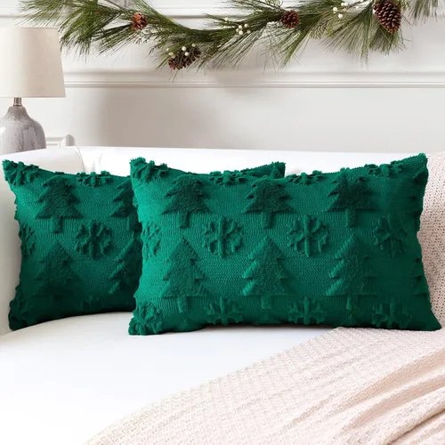 Miniatura 18 de OTOSTAR - Juego de 2 fundas decorativas para cojines navideños, suaves, afelpadas, de lana corta aterciopelada, estilo de lujo, para sofá o Crema