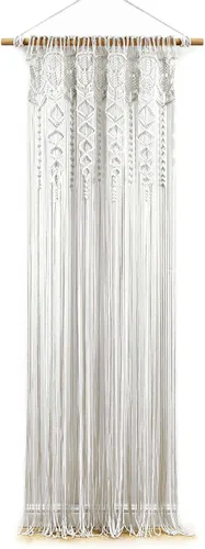 Miniatura 10 de Lush Decor Panel de Cortina de Ventana de Algodón Texturizado Boho Macramé, 40" An x 84" L, Blanco - Divisor de Habitación o Decoración de Boda