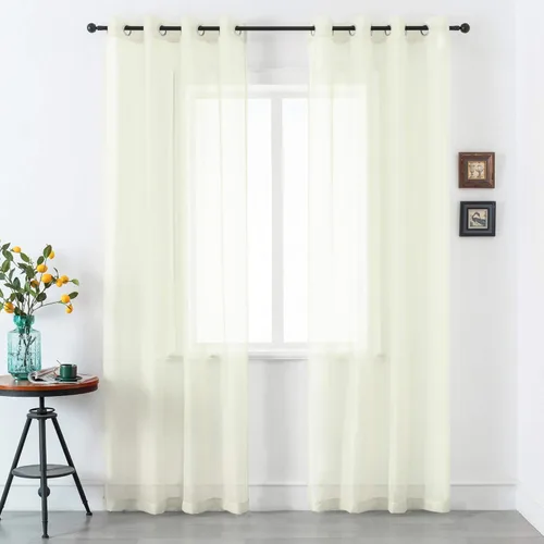 Miniatura 11 de DUALIFE Cortinas Amarillas de 72 Pulgadas de Largo para Dormitorio Juego de 2 Paneles con Ojales Ventana Semi Voile Filtrado de Luz Cortinas