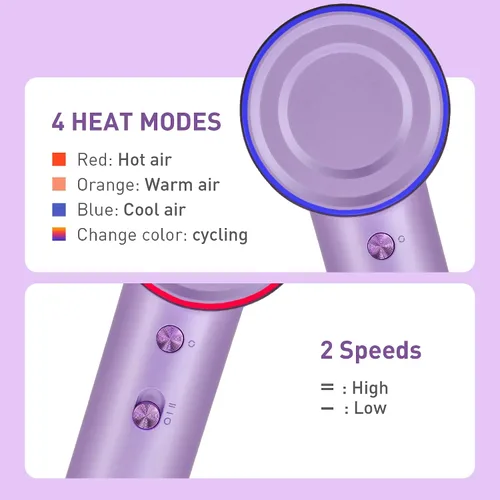 Miniatura 3 de Secador de pelo, secado rápido de alta velocidad, secador portátil de iones negativos con motor sin escobillas de 110000 RPM, ligero y bajo ruido