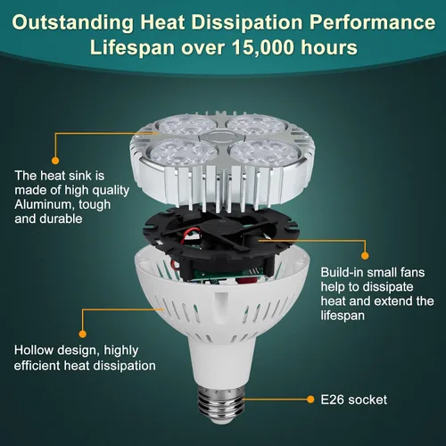 Miniatura 3 de Aolyty Bombilla LED PAR30 de 35 W (equivalente a 75 W), blanco cálido, 2700 K, 2800 lm, base E26, ángulo de haz de 25 grados, foco de pista