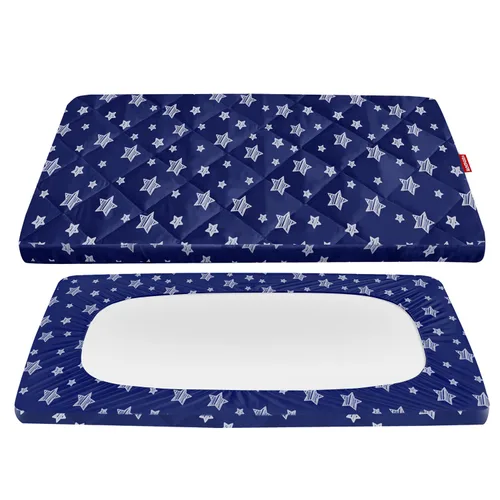 Miniatura 13 de Sábanas ajustables para Pack and Play, transpirables, gruesas, parque de juegos con estampado encantador 39"×27"×5", compatible con Graco Pack n