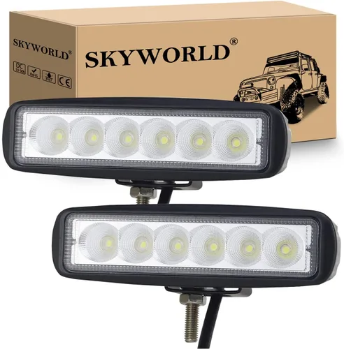 Miniatura 10 de SKYWORLD 2 unidades de 4 pulgadas 18 W de inundación LED de conducción todoterreno, luces antiniebla, iluminación de barco, luz de trabajo LED