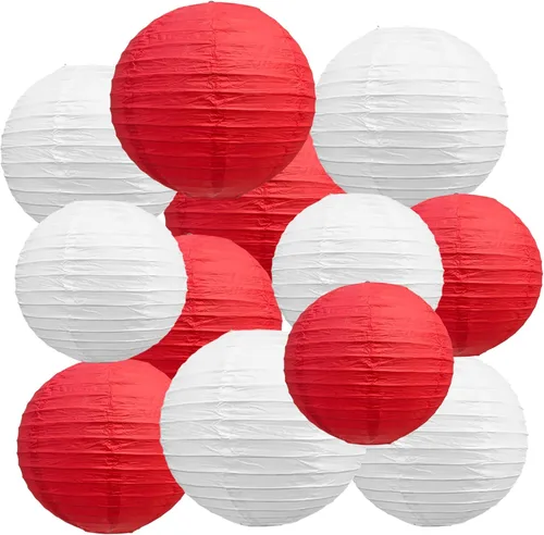 Miniatura 21 de BEISHIDA Faroles de Papel Blancos de 12 Pulgadas Decorativos Chinos/Japoneses Colgantes Redondos de Papel Lámparas para Cumpleaños, Bodas, Navidad
