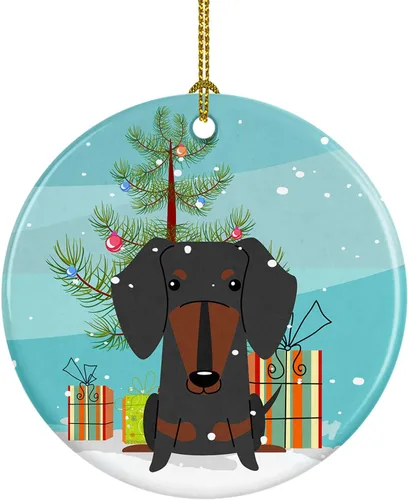 Miniatura 74 de Caroline's Treasures Adorno de cerámica para árbol de Navidad, Laika Spitz de Siberia Occidental, decoración colgante para árbol de Navidad