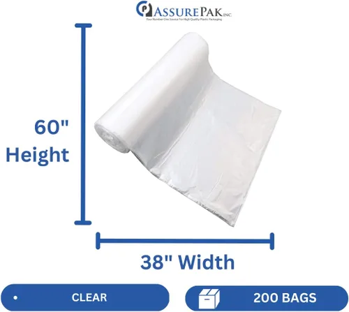 Miniatura 2 de Retail Bags Direct Bolsas de basura transparentes de polietileno de alta densidad sin núcleo de 55 galones (color natural) – Bolsas de basura