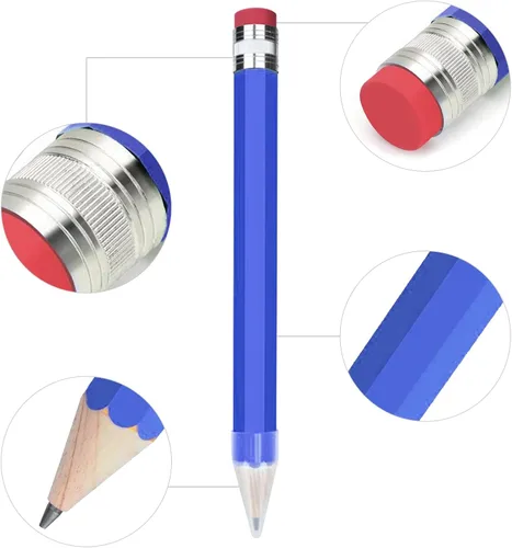 Miniatura 3 de Lápices Gigantes para Utilería/Regalos/Decoración - Lápiz Jumbo de Madera de 14 Pulgadas con Tapa para Escuelas y Hogares (Azul)