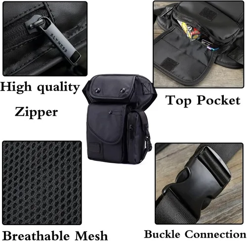 Miniatura 4 de Pequeña cangurera de cintura multibolsillo Oxford táctica muslo militar caída pierna bolsa carreras camping senderismo motocicleta bicicleta